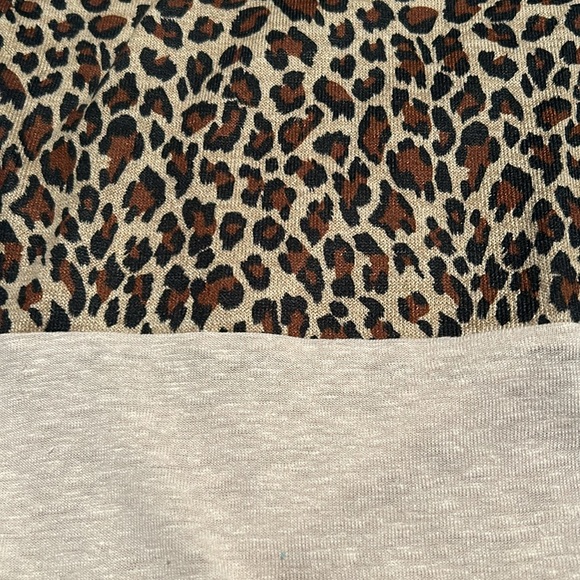 NWT Umgee Oversized Medium Blue/Leopard/cream Linen Blend Short Sleeve Shirt - Picture 9 of 9